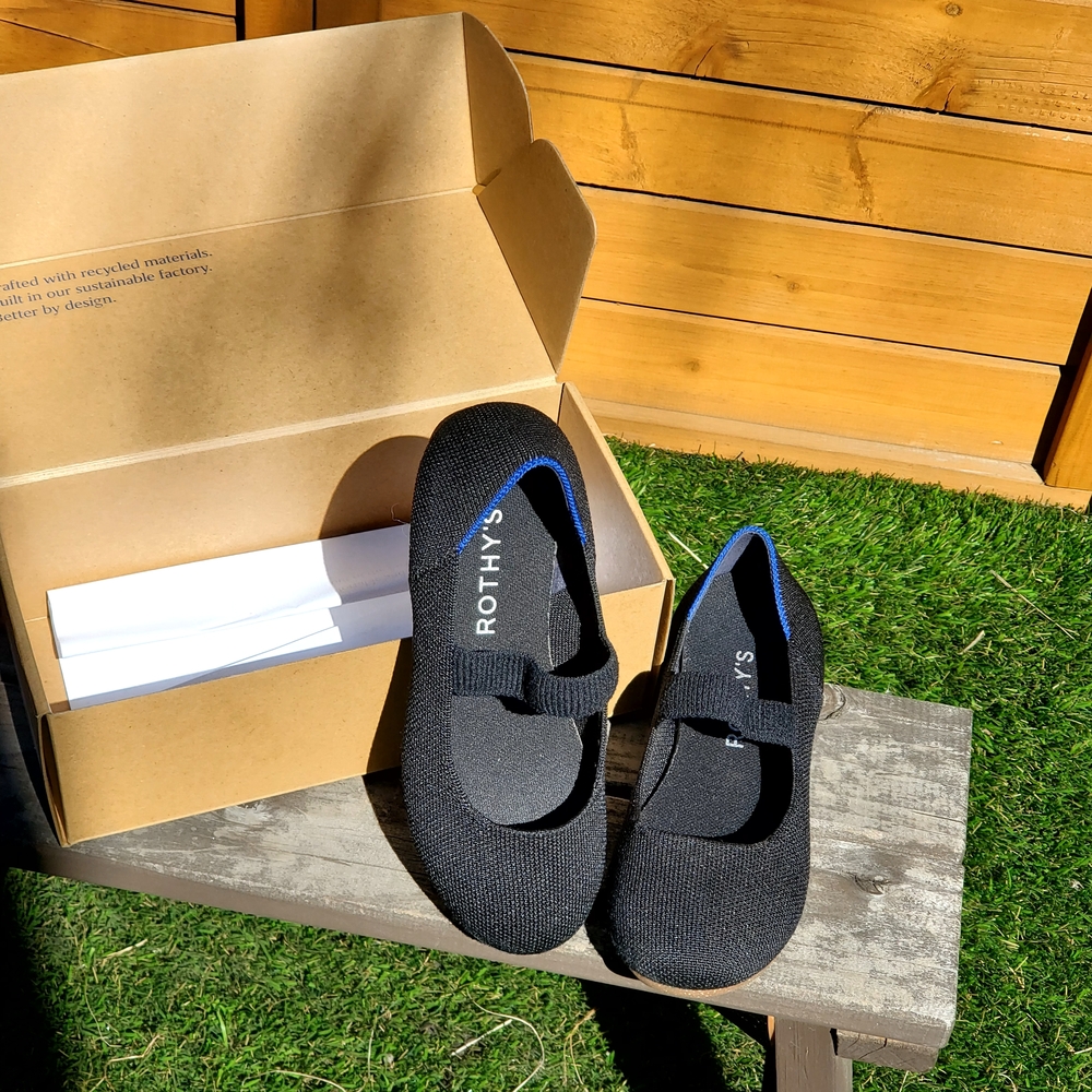 Rothy's Kids Black Knit Mary Jane Shoes